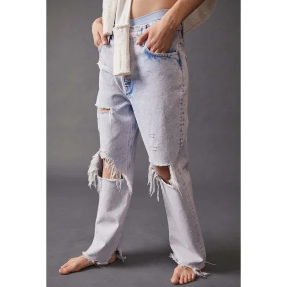 🎉LAST CHANCE🎉 NWT Free People Tapered Baggy Boyfriend Jeans / Purple Rock - Picture 3 of 10